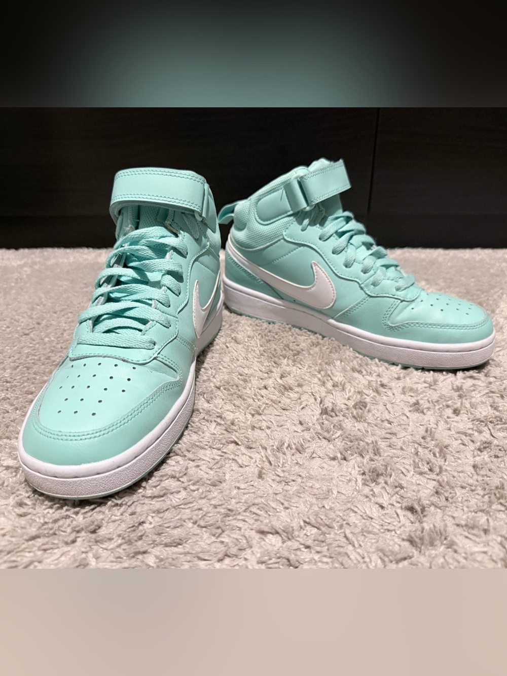 Nike Mint Green Mid-Top Sneakers with White Swoosh